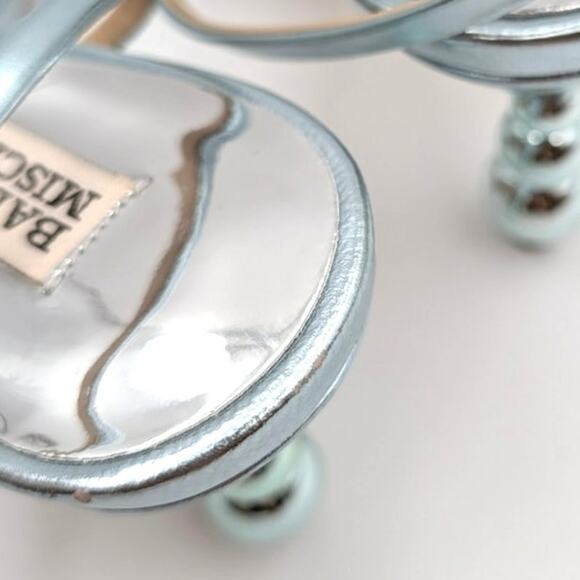 Badgley Mischka Ivette Pearl Heel Evening Sandals Women's Blue Size US8M EU39 - Picture 6 of 10